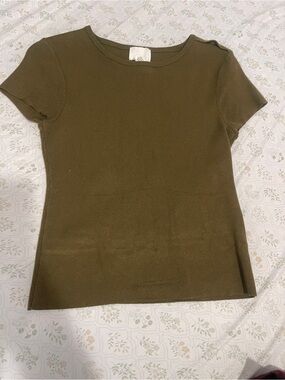 H&M Classic Olive Short-Sleeve Knit Top